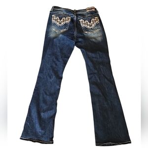 Women's Blue Flared Jeans with Embellished Pockets Grace LA Size 30